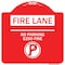 Signmission Fire Lane-No Parking $250 Fine W/ No Parking, Red & White Aluminum Sign, 18" x 18", RW-1818-24014 A-DES-RW-1818-24014 - alternate 1